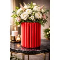 Vaso Decorativo Moderno Vermelho | Vaso Geométrico 3D Luxo para Decoração