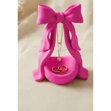 Porta Joias Laço Rosa Coquette Organizador De Bijuterias E Anéis Luxo 16,5cm