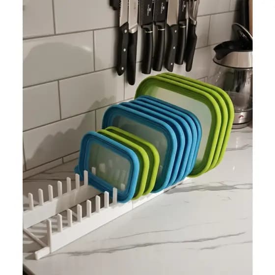 Organizador de Tampas Premium – Escolha 8, 16 ou 24 Espaços – Sua Cozinha Sem Bagunça