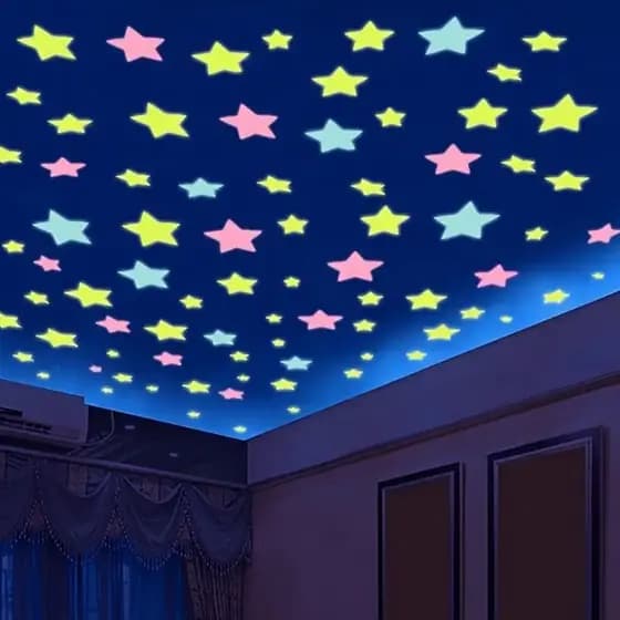 400 Pcs Adesivo De Estrela Luminosa Luminosidade Duradoura Fácil De Colar E Remover Fixação Forte Cria Ambiente