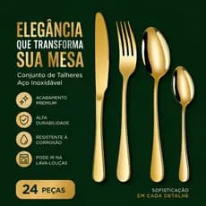 Jogo Aço Inox Mesa 24 Peças（6 Garfos 6 Facas 6 colheres 6 Colherinha）Buffet Restaurante Lanchonete