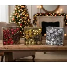 KIT COM 16 PEÇAS ENFEITE BOLAS ACESSÓRIOS NATALINOS | TAM.: 16x16CM | ÁRVORE DE NATAL | PAPAI NOEL | DECORAÇÃO | 2026