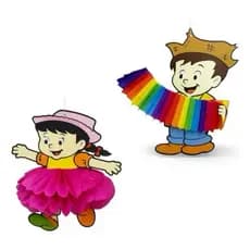 Enfeite Casal Junino | Boneco E Boneca | 28x22cm Cada | Kit Com 2 Decorações | Pendurar, Teto | Festa Junina, São João