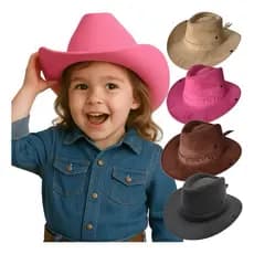 Chapéu Cowboy Infantil | Courino Peluciado | Vaquejada, Vaqueira, Unissex | São João, Festa Junina, Rodeio, Evento, Look
