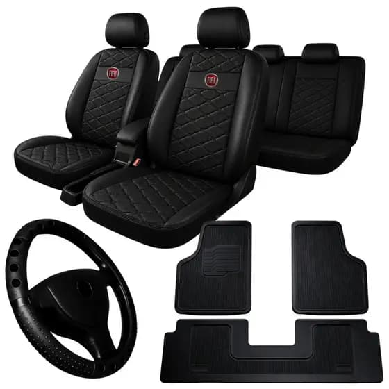 Capa Banco Carro Couro Fiat Grand Siena 2018 2019 2020 2021 tapete de carro capa de volante de carro