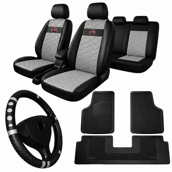 Capa Banco Carro Couro Fiat Grand Siena 2013 a 2017 tapete de carro  capa de volante de carro