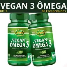 Kit 2 Vegan Ômega 3 Vegetal Unilife 60 Cápsulas Sem Peixe