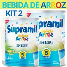 Kit 2 Bebida de Arroz Supramil Milk Kids Sem Lactose 500G Sabor Baunilha Rende 5 Litros Unilife