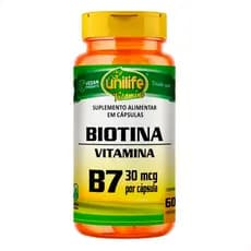 Biotina Vitamina B7 60 Capsulas 500mg Cabelos, Unhas e Pele - Unilife