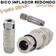 Bico Para Encher Pneu Redondo Inflador Com Presilha Trava - Rotta