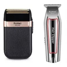 Kit 2 Máquina de acabamento Kemei KM-032 e Maquina de barbear Barbeador Elétrico KM-2024