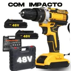 Parafusadeira Furadeira de Impacto 48v 2 Baterias Com Maleta e Acessórios Completo