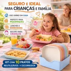 Kit 10 Pratos Plástico Reutilizáveis com Escorredor Porta Pratos Organizador Resistentes Ideal para Festa Lanche  camp