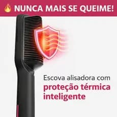 Escova Alisadora Elétrica Bivolt Temperatura Ajustável Anti Queimadura Aquecimento Rápido Cabelo Liso Profissional