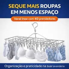 Varal de Meias Inox 40 Prendedores Retrátil Cabide Varal para Roupas Íntimas e Peças Pequenas