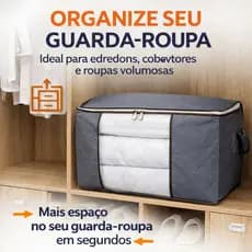 Organizador de Edredom Grande com Zíper e Visor Transparente Saco Organizador de Cobertor para Guarda Roupa Closet
