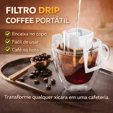 Filtro de Café Drip Coffee 50 Unidades Portátil Descartável com Alça para Copo Café Individual