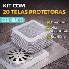 2 Pacotes de 10 Telas - Protetoras para Ralos com Adesivo Descartável