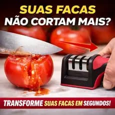 Amolador de Facas Profissional 3 Estágios Afiador Manual Aço Inox Base Antiderrapante Cozinha
