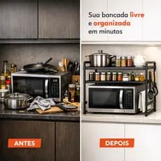 Prateleira Cozinha Multifuncional 2 Andares Rack Organizador Suporte Microondas Moderno