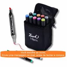 Kit Marcador 10 Cores Ponta Dupla Caneta Canetinha Colorido - Com Nota Fiscal