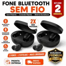 Kit 2 Fone De Ouvido Bluetooth Sem Fio Original — Conexão Instantânea e Som Profissional!