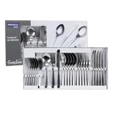 Kit Talheres Jogo Faqueiro 24 Peças Inox Sunshine Euro Cor Prateado Fratelli