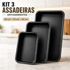 Forma Assadeira Antiaderente retangular funda para Forno 32, 37 e 42 cm Ideal para Bolo Lasanha Carne Frango Cozinha