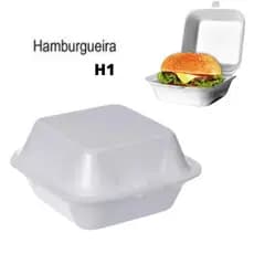 Kit 100 Hamburgueira Isopor H1 para Hambúrguer e Lanches - Embalagem Delivery Resistente
