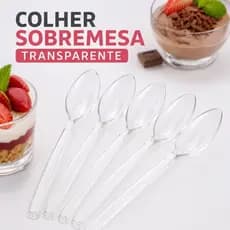 Colher Sobremesa Transparente Descartável PS Festa Bolo No Pote 50 100 200 300 Unidades