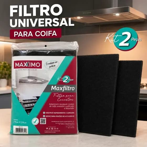 Filtro Para Coifa Exaustor Universal Kit 2 Peças Absorve Gordura Recortável 79x59cm