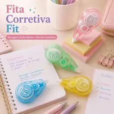 Kit Fita Corretiva Escolar Secagem Rápida Fit 5mmx5m Corretivo Em Fita 1 2 Ou 3 Unidades