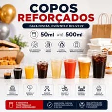 Copo Descartável Transparente Reforçado 50ml a 500ml Festa Evento Delivery
