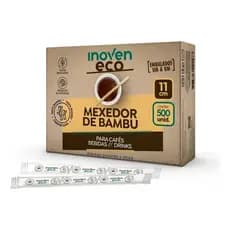 Mexedor de Café Bambu 11cm Embalado Individual 500un Inoven Eco Drink Bar Cafeteria Sustentável
