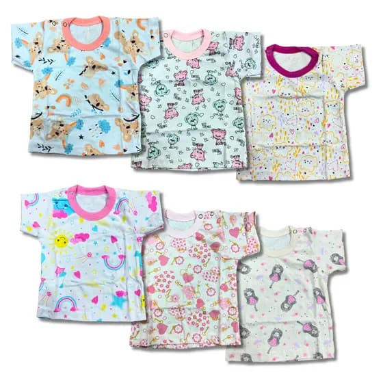 Camisetas Manga Curta Bebê Feminina Kit 6 Peças Blusa Verão Infantil Menina Roupa Calor Tam PMG