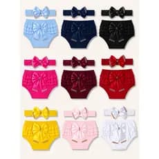 Calcinha Bunda Rica E Faixa Cabelo Bebê Kit Tapa Fralda Infantil Menina Com Laço Tamanho 6 A 12M