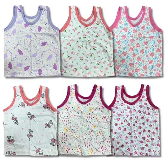 Camisetas Regatas Bebê Feminina Kit 6 Peças Blusa Verão Infantil Menina Roupa Calor Tamanho PMG