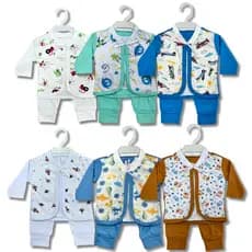 Conjunto Pagão Bebê Recém Nascido Kit 3 Peças Roupa Infantil Menino Enxoval Estampado Tamanho RN 0-3