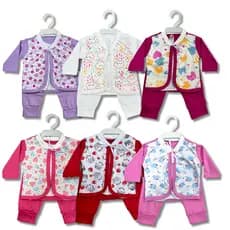 Conjunto Pagão Bebê Recém Nascido Kit 3 Peças Roupa Infantil Menina Enxoval Estampado Tam.  RN 0-3M