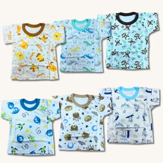 Camisetas Manga Curta Bebê Masculina Kit 6 Peças Blusa Verão Infantil Menino Roupa Calor Tam PMG