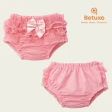 Calcinhas Bunda Rica Bebê Kit 3 Peças Shorts Tapa Fralda Infantil Menina Com Laço Tamanho P M G
