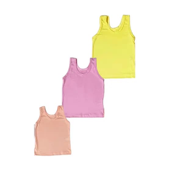 Camisetas Regatas Bebê Feminina Kit 3 Peças Blusa Verão Menina Roupa Básico Lisa Tamanhos P M G