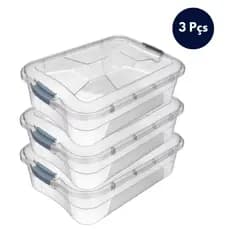 Kit 3 Caixas Organizadoras Transparente 6 Litros Pote com Travas Armário Gaveta