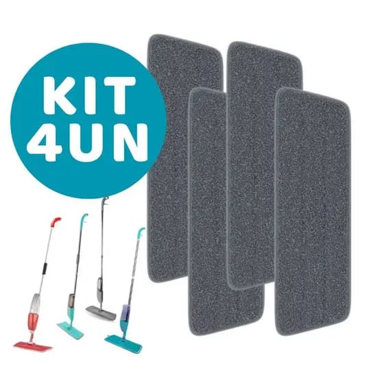 kit 4 Refis P/ Mop Spray Microfibra Esfregão Mágico - Vencedor
