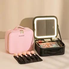 Bolsa De Maquiagem Grande Maleta De Maquiagens Com Espelho De Led Maquiadora Profissional
