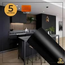 5 Metros Papel de Parede Preto Black Piano Vinil Decoração + Espátula P Aplicação Adesivo Autocolante Cozinha Moveis