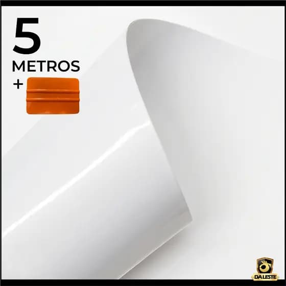 5 Metros Adesivo Vinil Branco + Espátula para Aplicação Móveis Geladeira Fogão Decoração Lavável