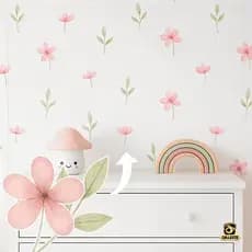 Cartela Adesivos Flores Rosa Infantil Parede Flor Ramos Quarto de Bebê Decoração IMP