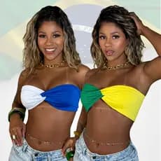 Cropped Copa Do Mundo Feminino Tomara Que Caia Brasil Verde Amarelo Top Torcida Sem Bojo Moda