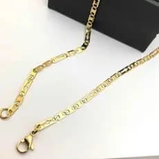 Corrente masculina estilo piastrine com cruz dourada banhada aço inox 4mm - 60cm